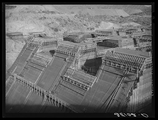 Shasta Dam under construction. Shasta County, California
