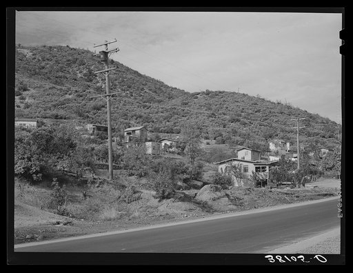 Houses on outskirts of Summit City, California, boom town near Shasta Dam