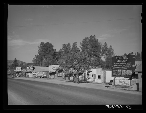 Main street of Central Valley, California, boom town near Shasta Dam