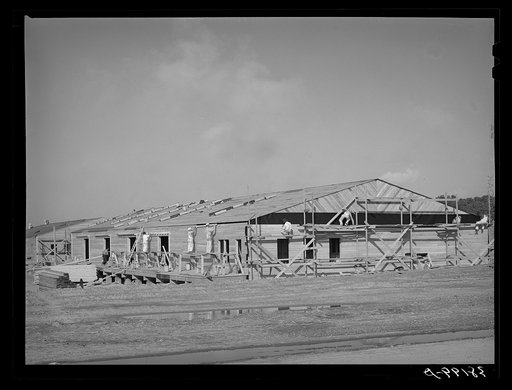 Series of barracks under construction at the replacement cantonment of the coast artillery. San Diego, California