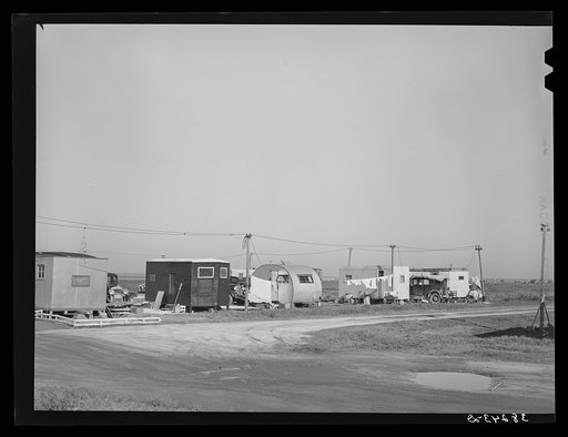 Row of trailers in trailer court. Corpus Christi, Texas