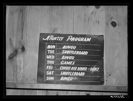 Sign in clubroom of trailer court. Corpus Christi, Texas