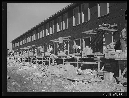 Construction work on housing for two hundred forty-nine married enlisted men and civilian employees at the naval air training base. Corpus Christi, Texas. This is a U.S.H.A. project