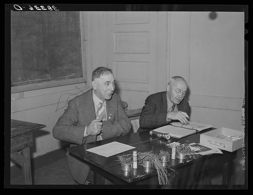 Officers of Farm Bureau presiding at meeting at Gold Hill, California