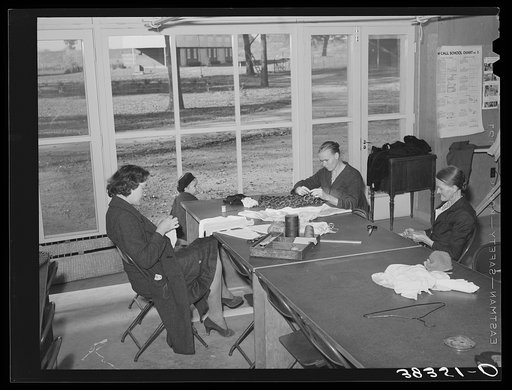 Wives of farm workers in the Yuba City farm workers' camp community building. Yuba City, California