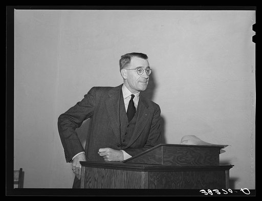 President of Loomis Fruit Association, a cooperative, at the fortieth annual meeting. This cooperative has fifty-seven members and shipped two hundred sixty-seven cars of fruit in the 1940 season. Placer County