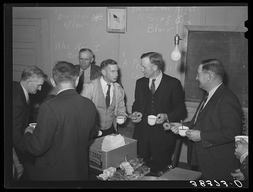 Refreshments at farmers' meeting. Gold Hill, California