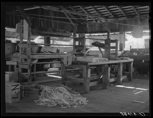Untitled photo, possibly related to: Packing shed of fruit farmer. Placer County, California