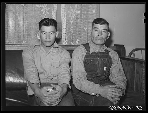 Fruit farmer and his son. Placer County, California