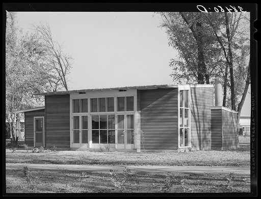 Community building of the Yuba City farm workers' camp. Yuba City, California