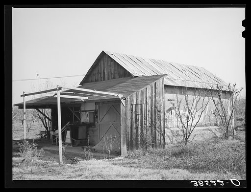 Building of old Virginia City now used as barn. Placer County, California