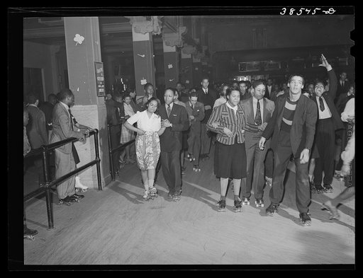 Roller skating at the Savoy Ballroom on Saturday night. Chicago, Illinois