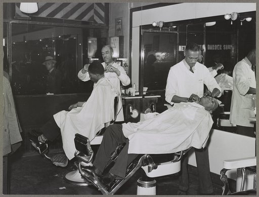 Negro barber shop. Southside of Chicago, Illinois