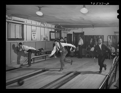 Untitled photo, possibly related to: Bowling alley on southside of Chicago, Illinois