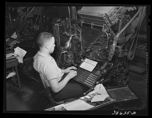 Linotype operator. Chicago, Illinois
