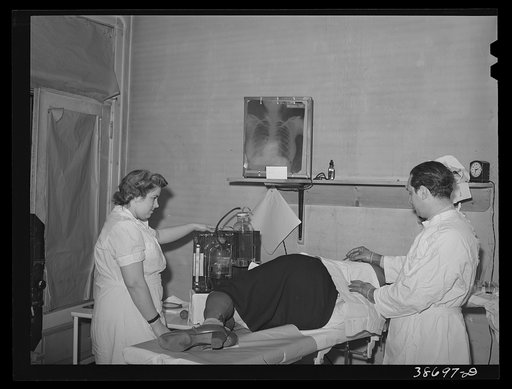 Untitled photo, possibly related to: Pneumo-thorax treatment in municipal tuberculosis sanitarium. Mostly Negroes are treated at this particular location. Chicago, Illinois