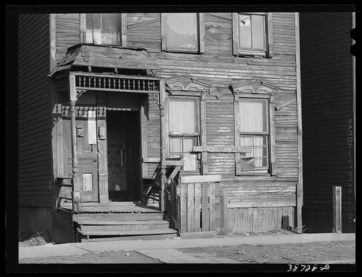 Front of house on Federal Street in Negro section of Chicago, Illinois