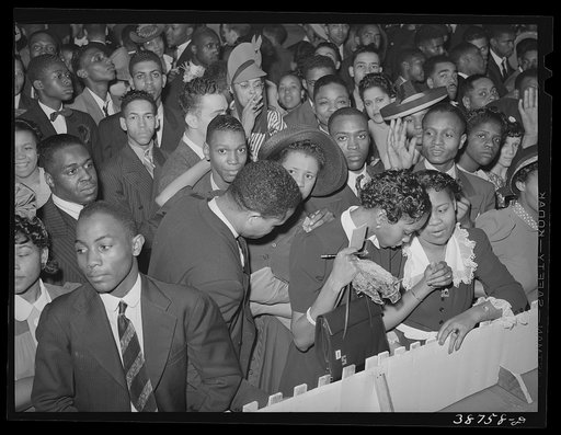 Detail of crowd watching the orchestra at the Savoy Ballroom. Chicago, Illinois
