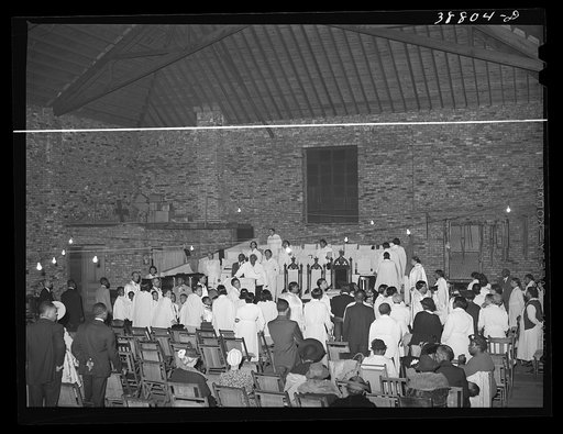 Opening of services at the Pentecostal church. Chicago, Illinois