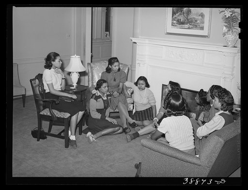 Meeting of NYA (National Youth Administration) girls with an instructor at the Good Shepherd Community Center. Chicago, Illinois