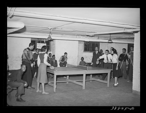The basement of the Good Shepherd Community Center is largely used for recreational purposes. Chicago, Illinois
