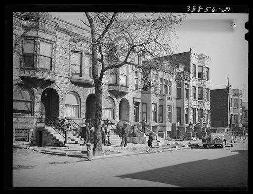 Old brownstone houses now occupied by Negroes in Chicago, Illinois