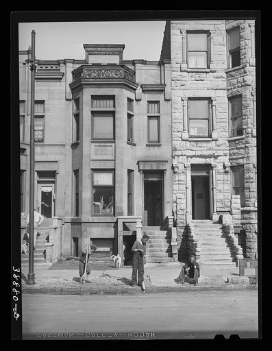 Front of houses in Negro section of Chicago, Illinois