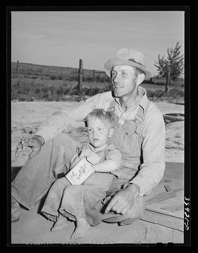 Mr. Schroeder and his son. He is a FSA (Farm Security Administration) rehabilitation borrower. Dead Ox Flat, Malheur County, Oregon