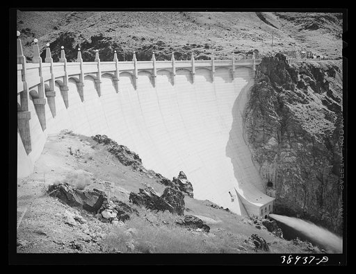 Owyhee Dam which impounds water for the Vale-Owyhee irrigation project. Malheur County, Oregon