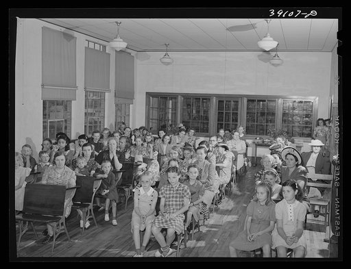 Untitled photo, possibly related to: Schoolchildren and their mothers at the 4-H Club Spring fair. Adrian, Oregon