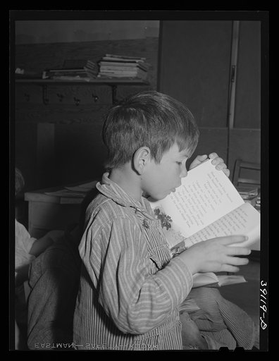 Untitled photo, possibly related to: Children in school at the FSA (Farm Security Administration) farm workers' camp. Caldwell, Idaho. Caldwell did not have room in its schools for the children from the camp and Caldwell furnishes teachers and FSA furnishes schoolrooms at the camp