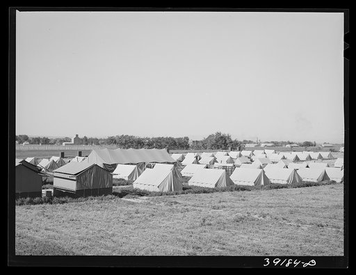 Tents at FSA (Farm Security Administration) migratory labor camp mobile unit. Wilder, Idaho