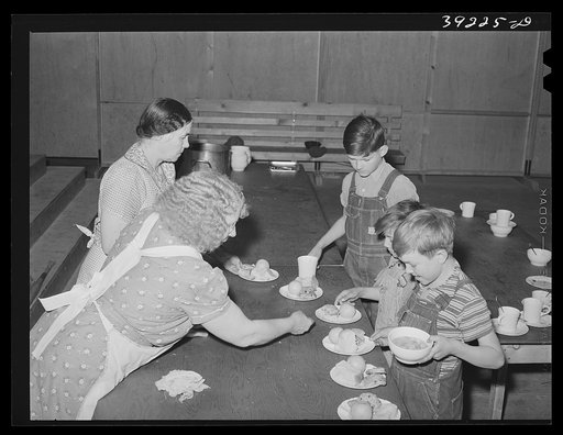 Lunch for schoolchildren at the FSA (Farm Security Administration) farm workers' camp. Caldwell, Idaho