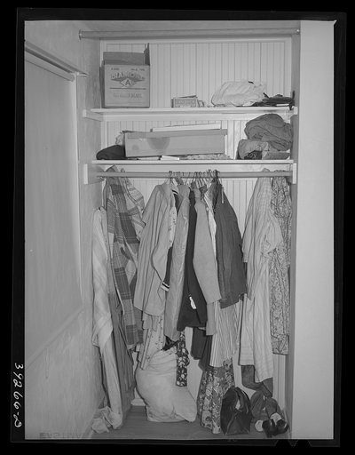 Closet in bedroom of house at the Kearney-Mesa housing project. San Diego, California
