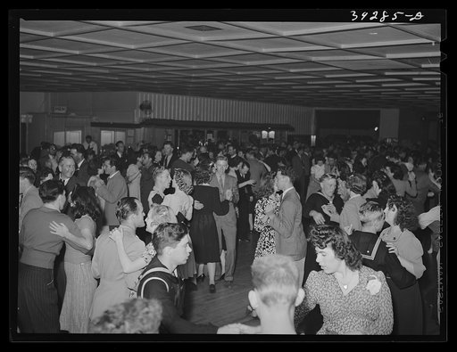 View of the dance floor at Sherman's, big dance and bar establishment in San Diego, California