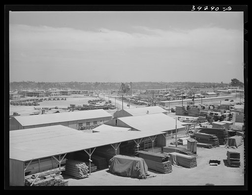 Construction materials at the Kearney-Mesa defense housing project. San Diego, California