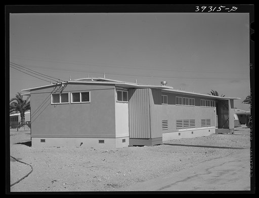 Building which houses the sanitary facilities at FSA (Farm Security Administration) camp for defense workers. San Diego, California