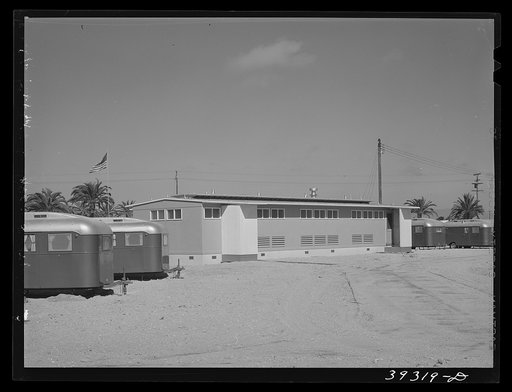 Building which houses the sanitary facilities at the FSA (Farm Security Administration) trailer camp for defense workers. San Diego, California