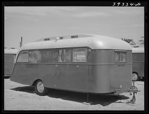 Trailer at the FSA (Farm Security Administration) camp for defense workers. San Diego, California