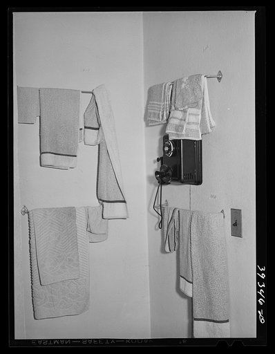 Towels in boarding house for single men. San Diego, California