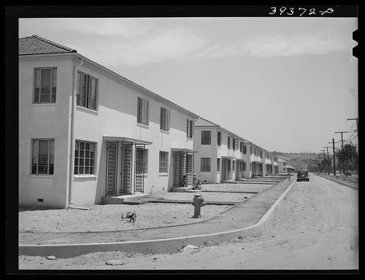 Row of multiple family dwelling at the Navy defense housing project for enlisted men--Marines and Navy. San Diego, California
