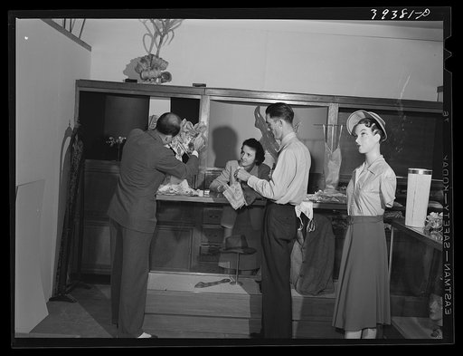 Merchandise display in retail sales class at the San Diego Vocational School. Day students at this school attend classes in the morning and must work in some local store for at least fifteen hours a week. San Diego, California