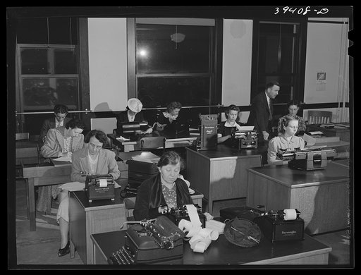 Office training finishing course in the business division of the San Diego Vocational School. There are 1500 students in the school. 600 students from this school have been placed in jobs since the first of the year. San Diego, California