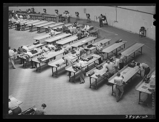 Workshop at the vocational school for aircraft construction workers. San Diego, California