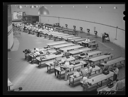 Workshop at the vocational school for aircraft construction workers. San Diego, California