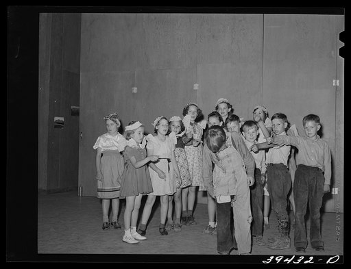 Schoolchildren in playlette at the end of the school term. FSA (Farm Security Administration) labor camp. Caldwell, Idaho