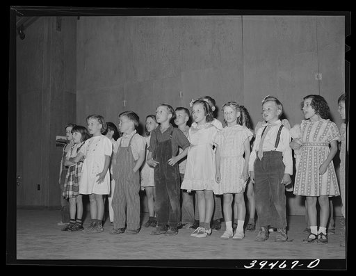 Schoolchildren in program at end of school term. FSA (Farm Security Administration) labor camp. Caldwell, Idaho