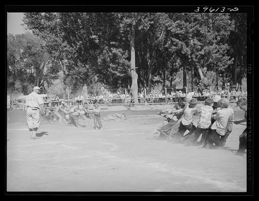 Kids tug of war at the Fourth of July celebration at Vale, Oregon