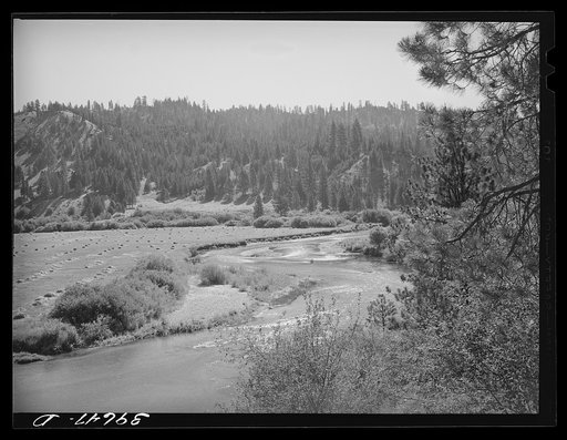 Scene in Garden Valley. Boise County, Idaho. In this mountain valley the farms are small and are devoted to general farming with accent on dairying
