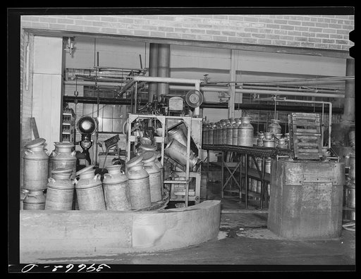 Sterilizing milk cans at the Dairymen's Cooperative Creamery. Caldwell, Canyon County, Idaho